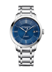 Baume & Mercier Classima 10880 - bracciale e cassa acciaio - quadrante blu con datario